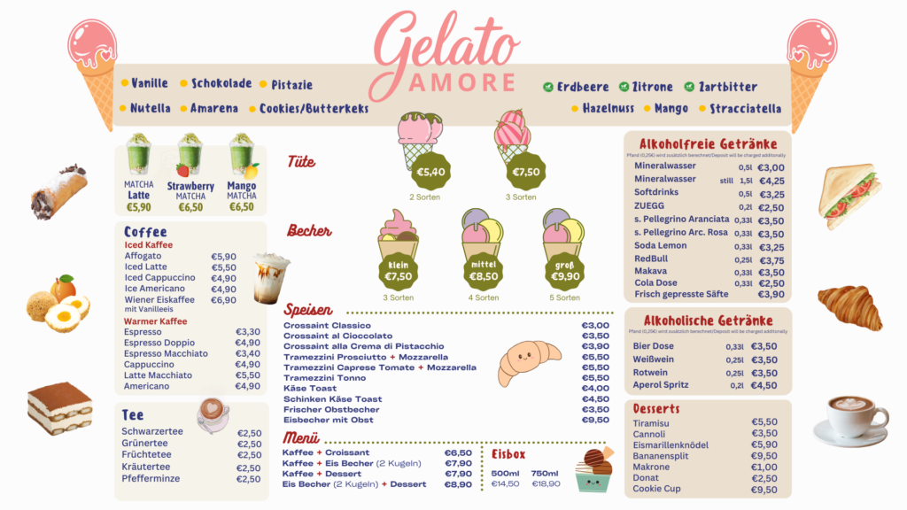 amore menü